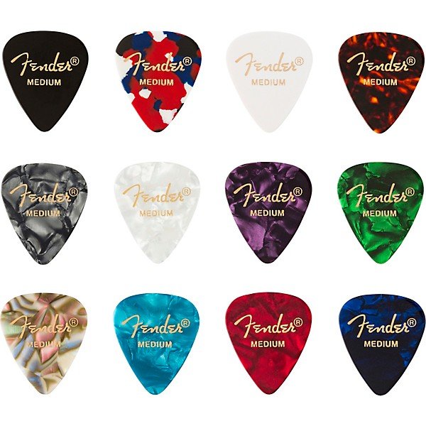 Fender 351 Shape Celluloid Medley Guitar Picks Medium 12 Pack