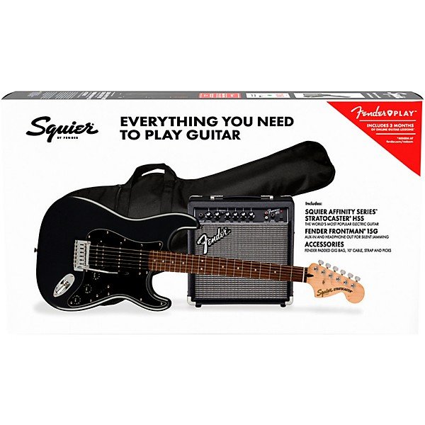 Squier Affinity Series Stratocaster HSS Electric Guitar Pack With Fender Frontman 15G Amp Charcoal Frost Metallic - Image 9